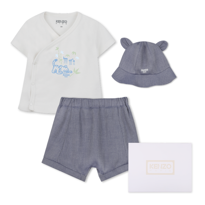 SET AUS T-SHIRT, BUCKET HAT UND SHORTS KENZO KIDS 
                        BOY