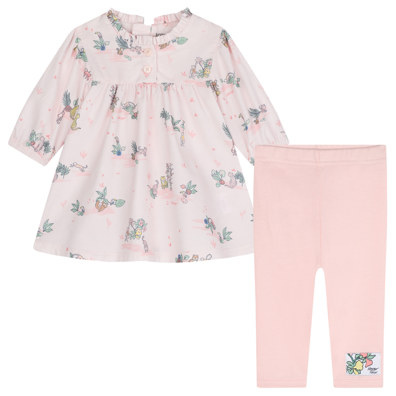 Baumwoll-Kleid und Leggings KENZO KIDS 
                        GIRL