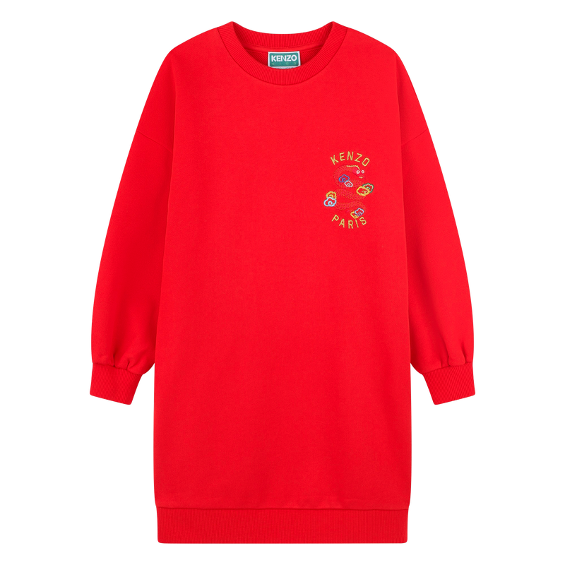 Gerades Kleid mit Stickereien KENZO KIDS 
                        GIRL
