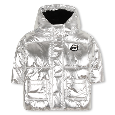 Silberne Daunenjacke mit Kapuze KARL LAGERFELD KIDS GIRL