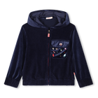 Samtige Sweatjacke mit Kapuze, MARINE, hi-res