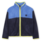 Zweifarbige Strickjacke aus Fleece, MARINE, hi-res