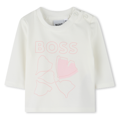T-Shirt mit Bl&uuml;tenblatt-Print BOSS GIRL