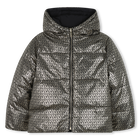 Wendbare Daunenjacke mit Kapuze, SCHWARZ  GELB, hi-res