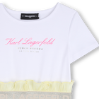 Kurz&auml;rmeliges kleid aus bi-material KARL LAGERFELD KIDS 
                    GIRL