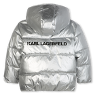Silberne Daunenjacke mit Kapuze KARL LAGERFELD KIDS 
                    GIRL