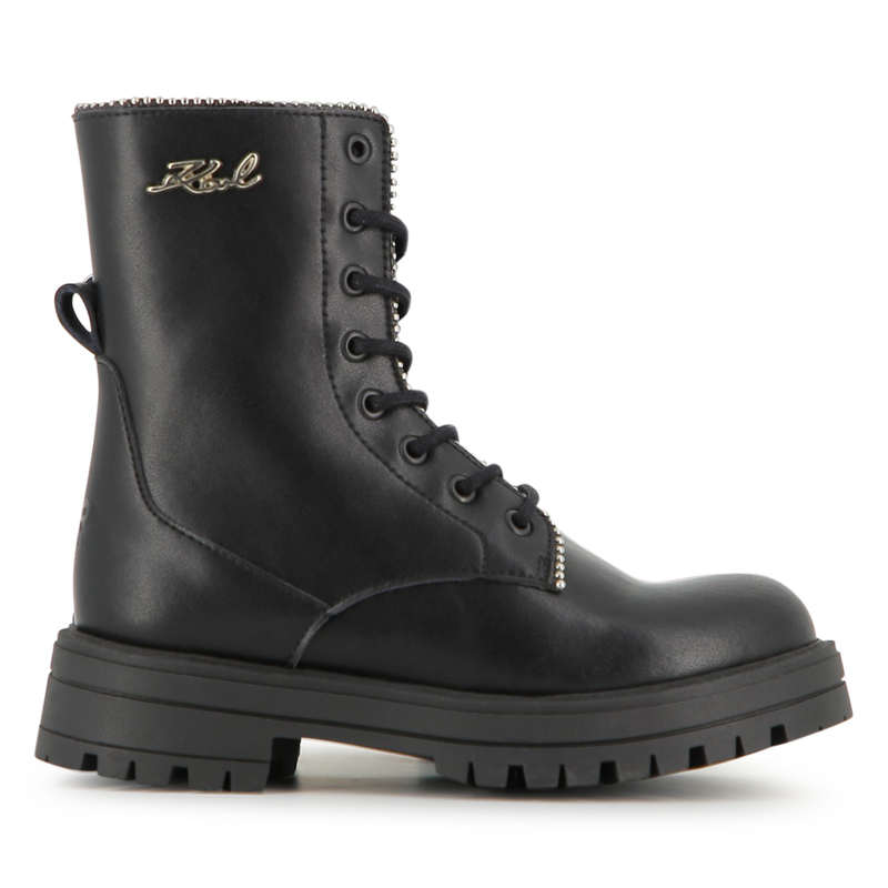 Mittelhoher Schn&uuml;rstiefel aus Rindsleder KARL LAGERFELD KIDS 
                        GIRL