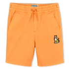 Baumwoll-Bermudas mit Badge, ORANGE, hi-res