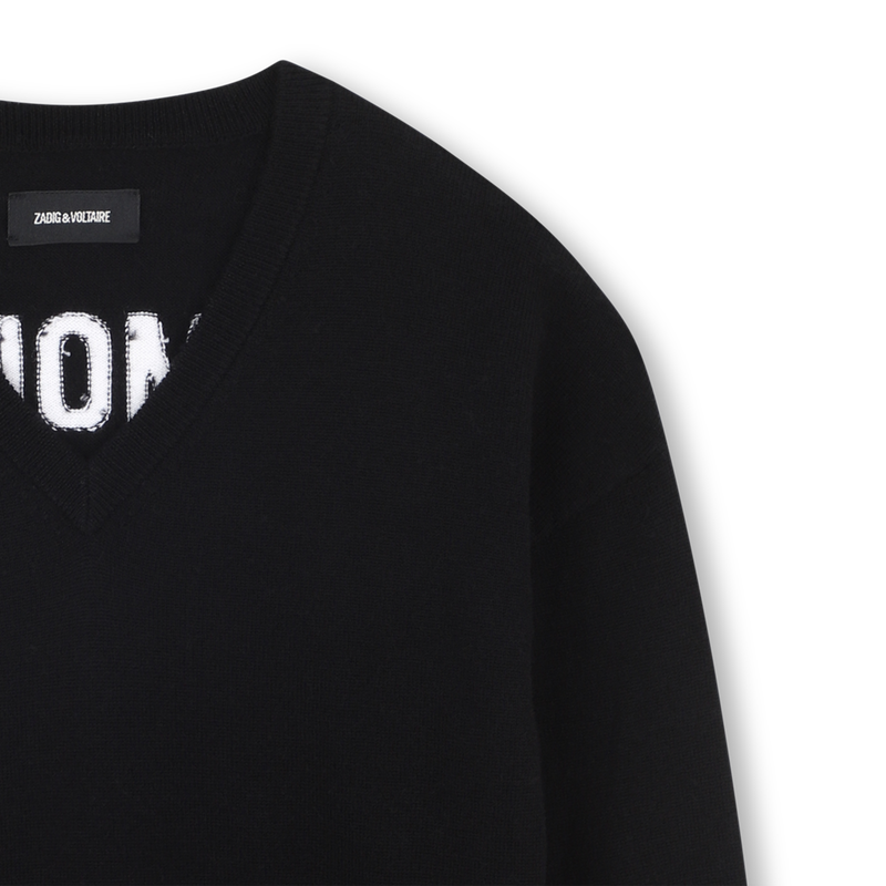 Kontrastierender Pullover mit V-Ausschnitt und R&uuml;c ZADIG & VOLTAIRE 
                        GIRL