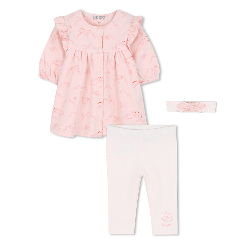 Kleid + Leggings + Stirnband Set KENZO KIDS 
                        GIRL