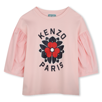 T-Shirt aus zwei Materialien KENZO KIDS GIRL