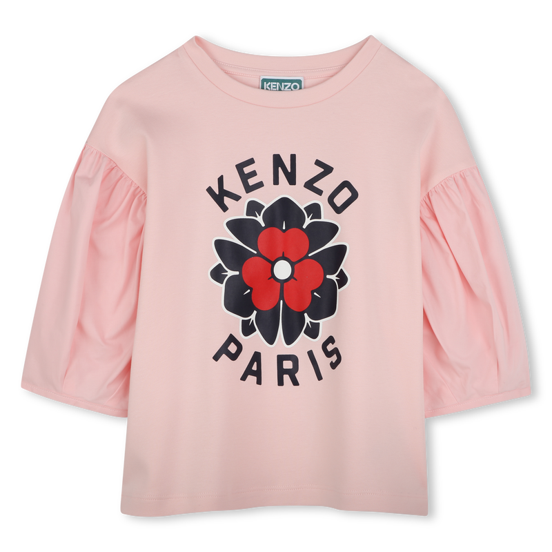 T-Shirt aus zwei Materialien KENZO KIDS 
                        GIRL