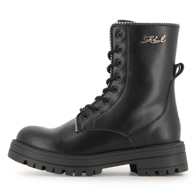 Mittelhoher Schn&uuml;rstiefel aus Rindsleder KARL LAGERFELD KIDS GIRL