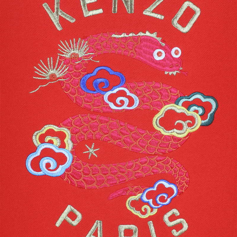 Gerades Kleid mit Stickereien KENZO KIDS 
                        GIRL