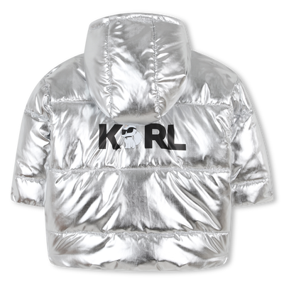 Silberne Daunenjacke mit Kapuze KARL LAGERFELD KIDS GIRL