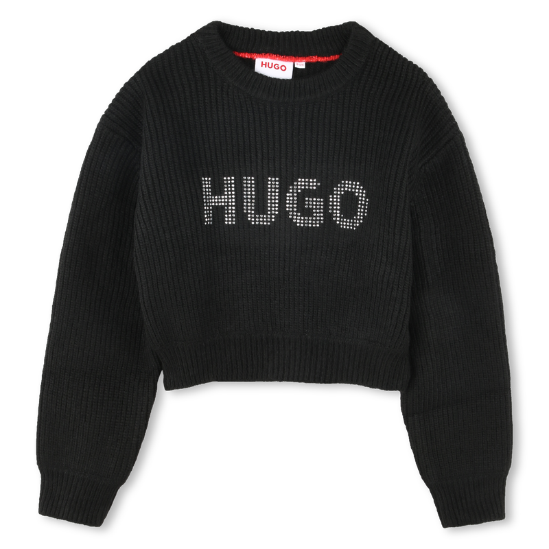 Kurzer Pulli mit Nieten-Logo HUGO 
                        GIRL