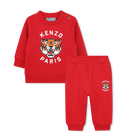 Set aus Sweatshirt und Hose aus Fleece, DUNKEL ROT, hi-res