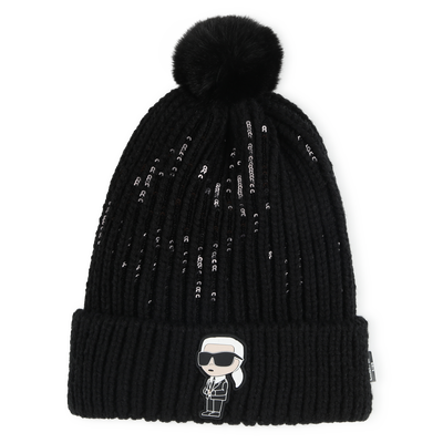 Strickm&uuml;tze mit Bommel KARL LAGERFELD KIDS GIRL