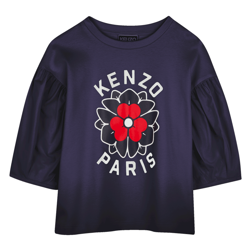 T-Shirt aus zwei Materialien KENZO KIDS 
                        GIRL