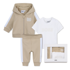 Strickjacke + hose + t-shirt-set, BEIGE, hi-res