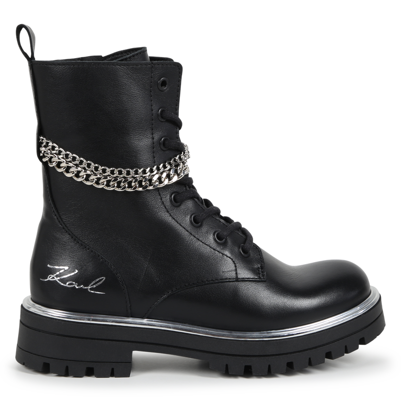 Leder-Stiefeletten mit Ketten KARL LAGERFELD KIDS 
                        GIRL