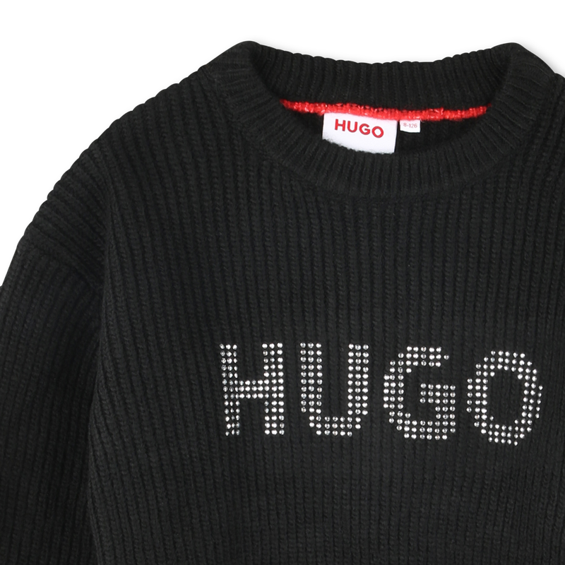 Kurzer Pulli mit Nieten-Logo HUGO 
                        GIRL