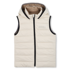 Daunenjacke mit Kapuze in Flann-Optik, HELL BEIGE, hi-res
