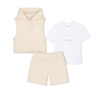 T-shirt + sweatshirt + shorts set, NEUES BEIGE, hi-res