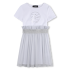 Kurz&auml;rmeliges kleid aus bi-material KARL LAGERFELD KIDS 
                    GIRL