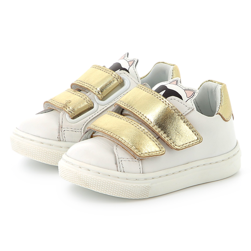 Ledersneakers mit Klett KARL LAGERFELD KIDS 
                        GIRL