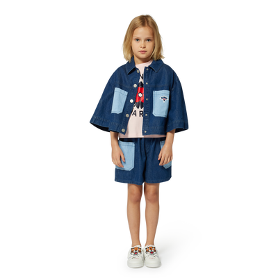 T-Shirt aus zwei Materialien KENZO KIDS GIRL