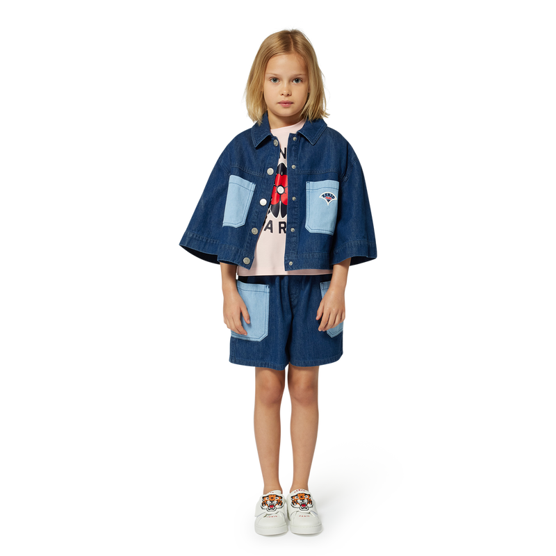 T-Shirt aus zwei Materialien KENZO KIDS 
                        GIRL