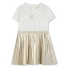 Festkleid aus Materialmix, GOLDENES ECRU, hi-res