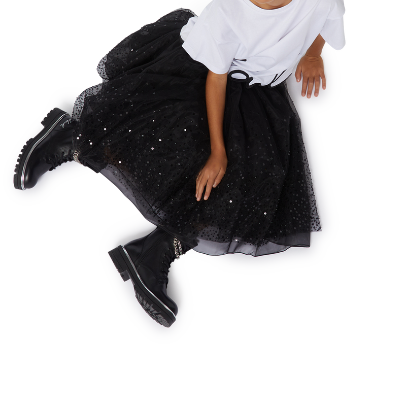 Leder-Stiefeletten mit Ketten KARL LAGERFELD KIDS 
                        GIRL