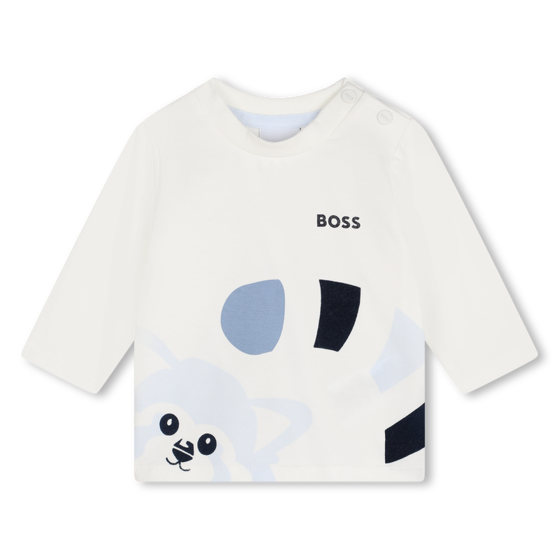 Langarmshirt mit rotem Panda-Print BOSS 
                        BOY