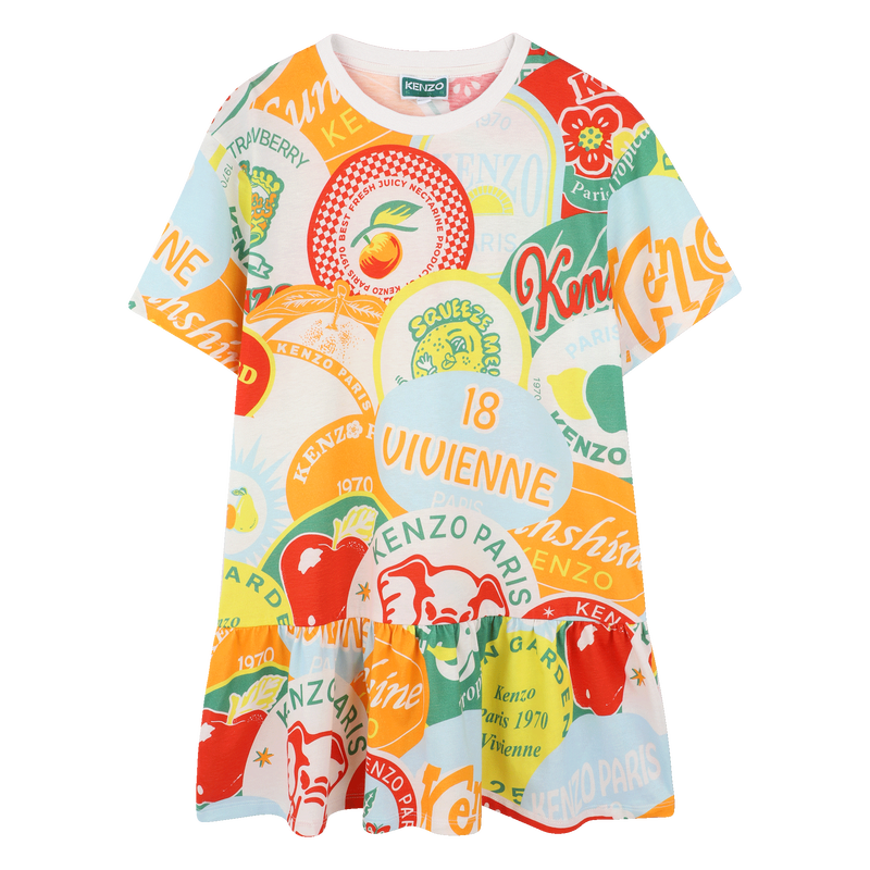Bunt gemustertes Kleid KENZO KIDS 
                        GIRL