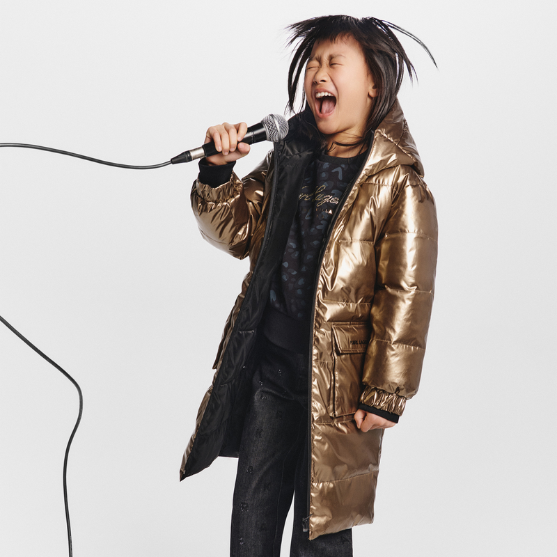 Lange wendbare Daunenjacke KARL LAGERFELD KIDS 
                        GIRL