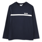 Lang&auml;rmeliges t-shirt, MARINE, hi-res