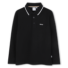 Lang&auml;rmeliges Poloshirt, SCHWARZ, hi-res