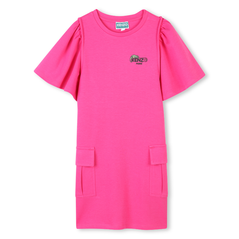 Kurz&auml;rmeliges Baumwoll-Kleid KENZO KIDS 
                        GIRL