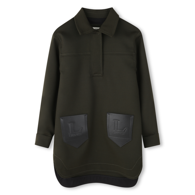 Besticktes bedrucktes Kleid mit Logo LANVIN 
                        GIRL