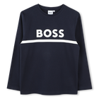 Lang&auml;rmeliges t-shirt, MARINE, hi-res